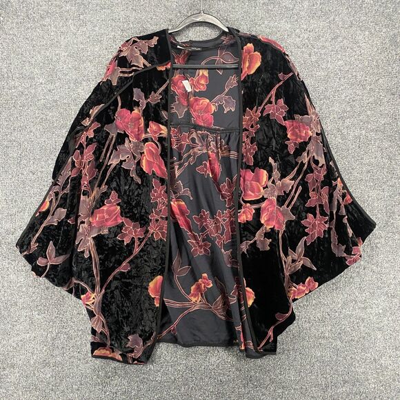 FATE by LFD Kimono Size M Velvet Burnout Floral Open Front Fairy Whimsical Goth - Picture 1 of 9